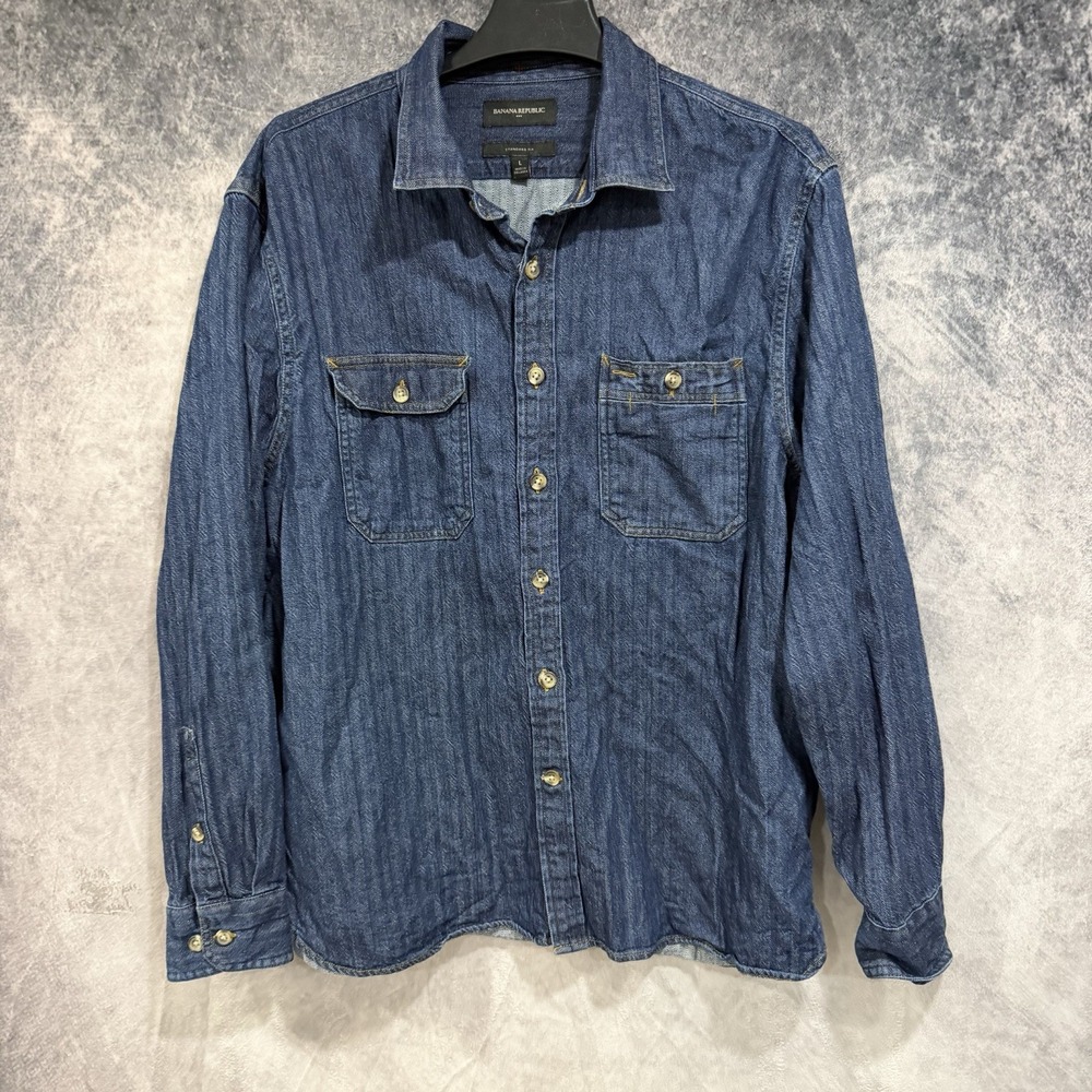 Banana Republic Denim Shirt Mens Large Blue Standard Fit Button Up